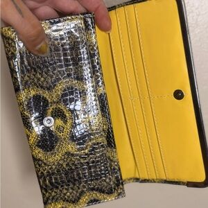Yellow and Black Snake Print Wallet